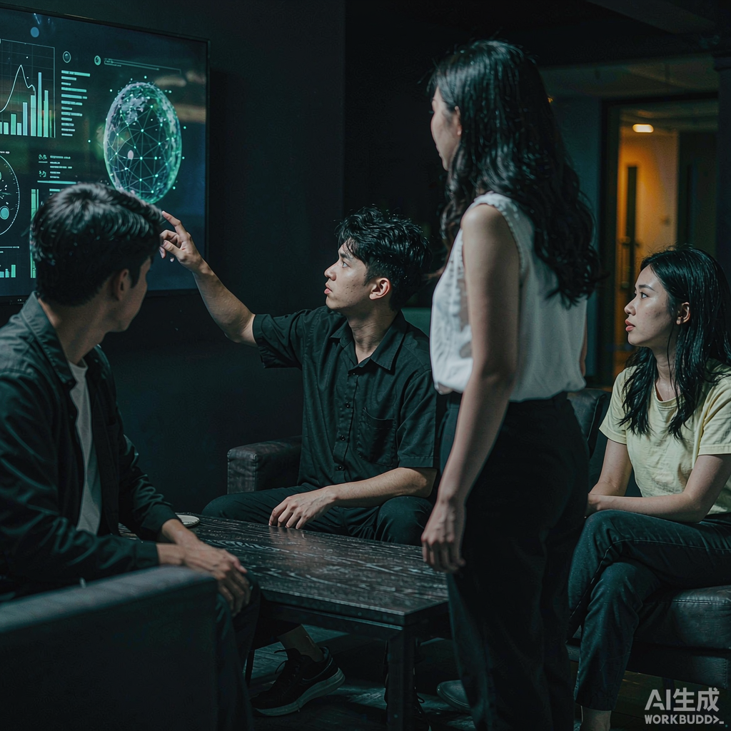 动量数字团队在办公室复盘投放数据